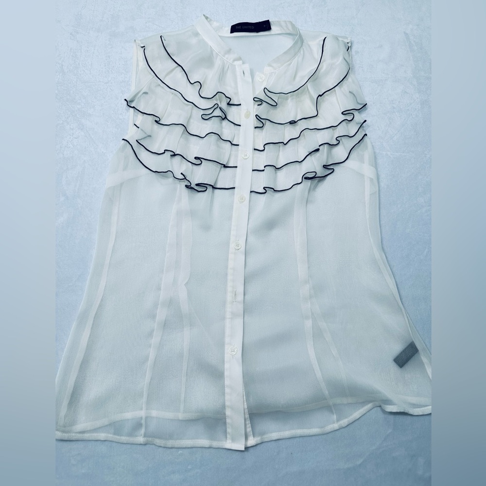 Bohemian The Limited Sheer White Ruffled‎ Blouse Womens Medium Festival Summer